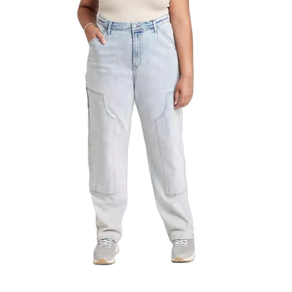 Wild Fable Super High Rise Straight Leg Light Wash Carpenter Jeans -- Size 18 - Picture 1 of 8